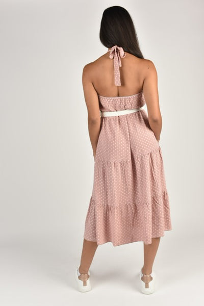 "Summer Vibes" Pink Strap Frill Dress