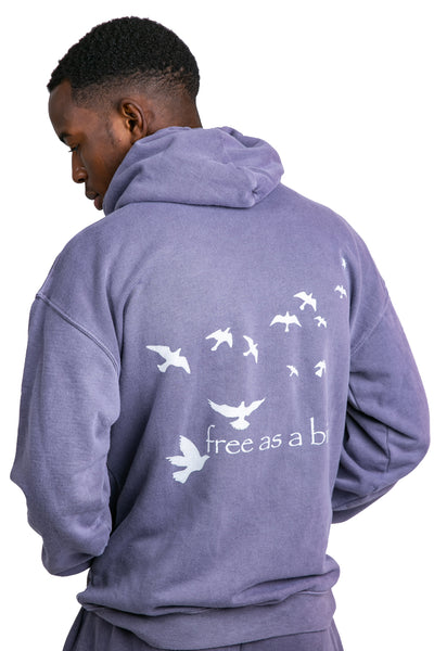 "A Free Bird" Printed Lilac Hoodie