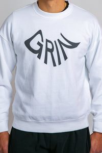 "A Big Grin" Printed White Sweatshirt