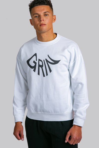 "A Big Grin" Printed White Sweatshirt